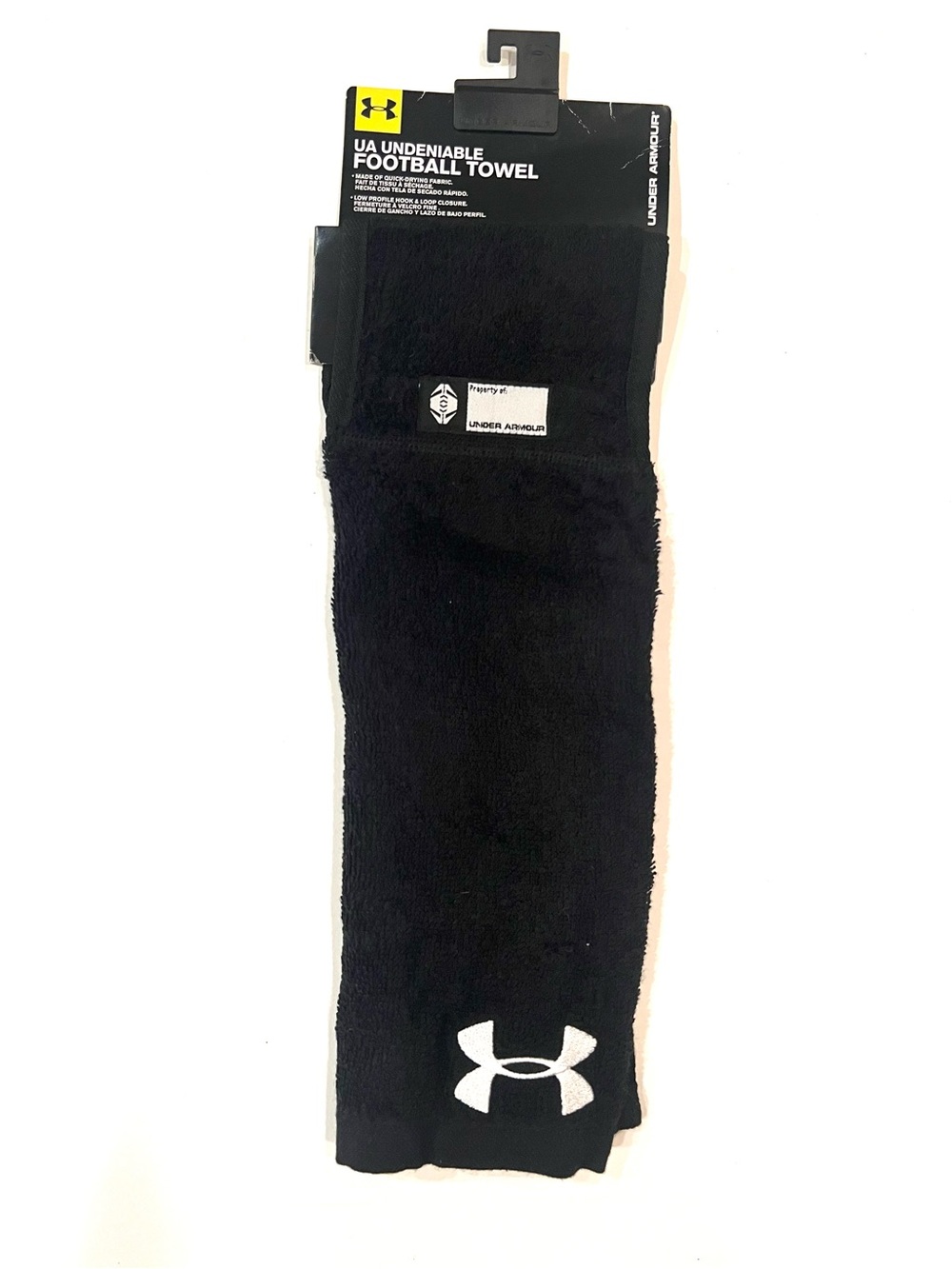Under Armour UA Undeniable Black Hook & Loop Football Terry Cloth Towel NEW
